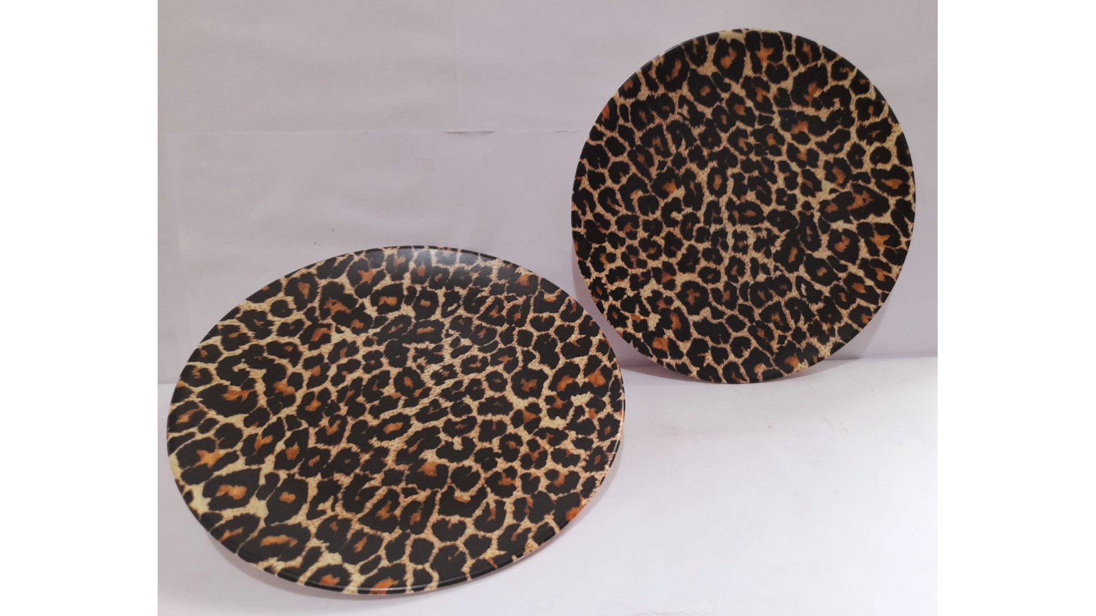 2'Lİ LEOPAR DESEN SERAMİK PASTA TABAK